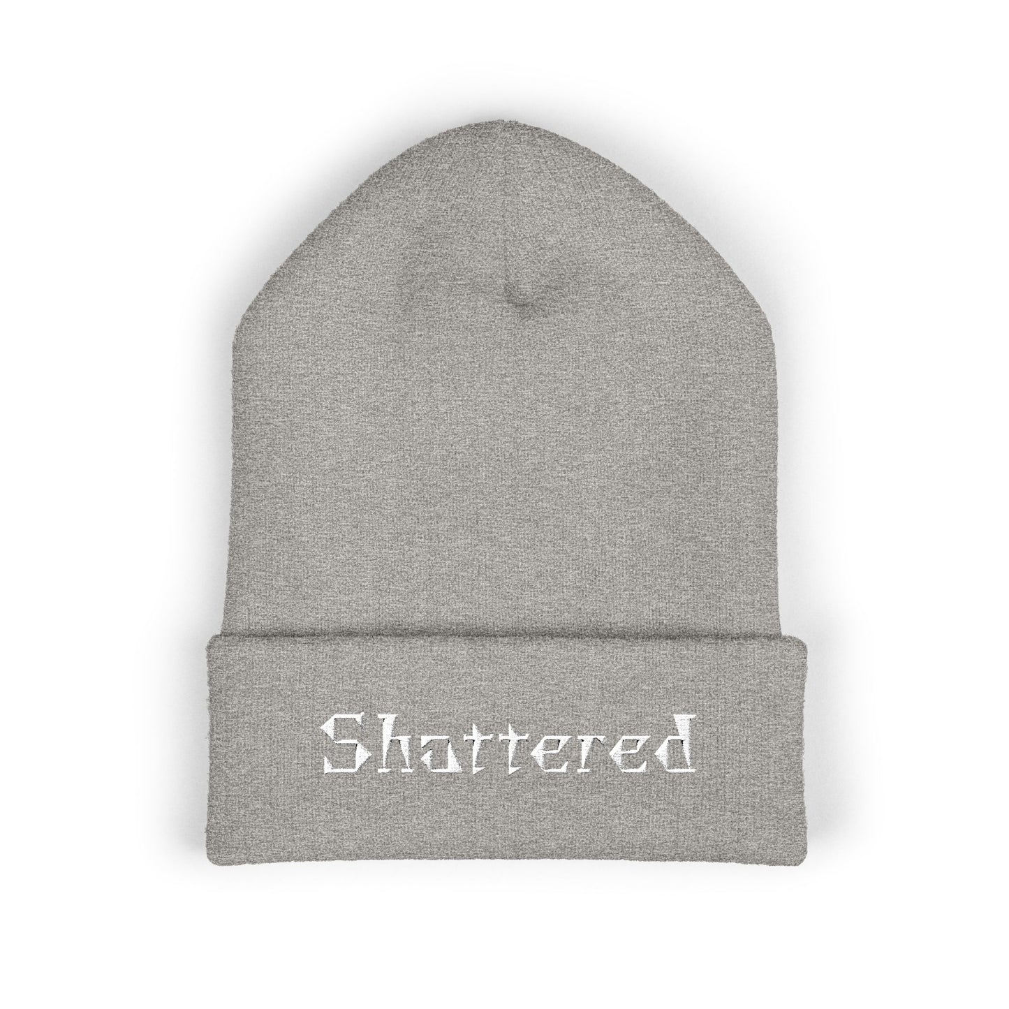 Embroidered "Shattered" Cuffed Beanie