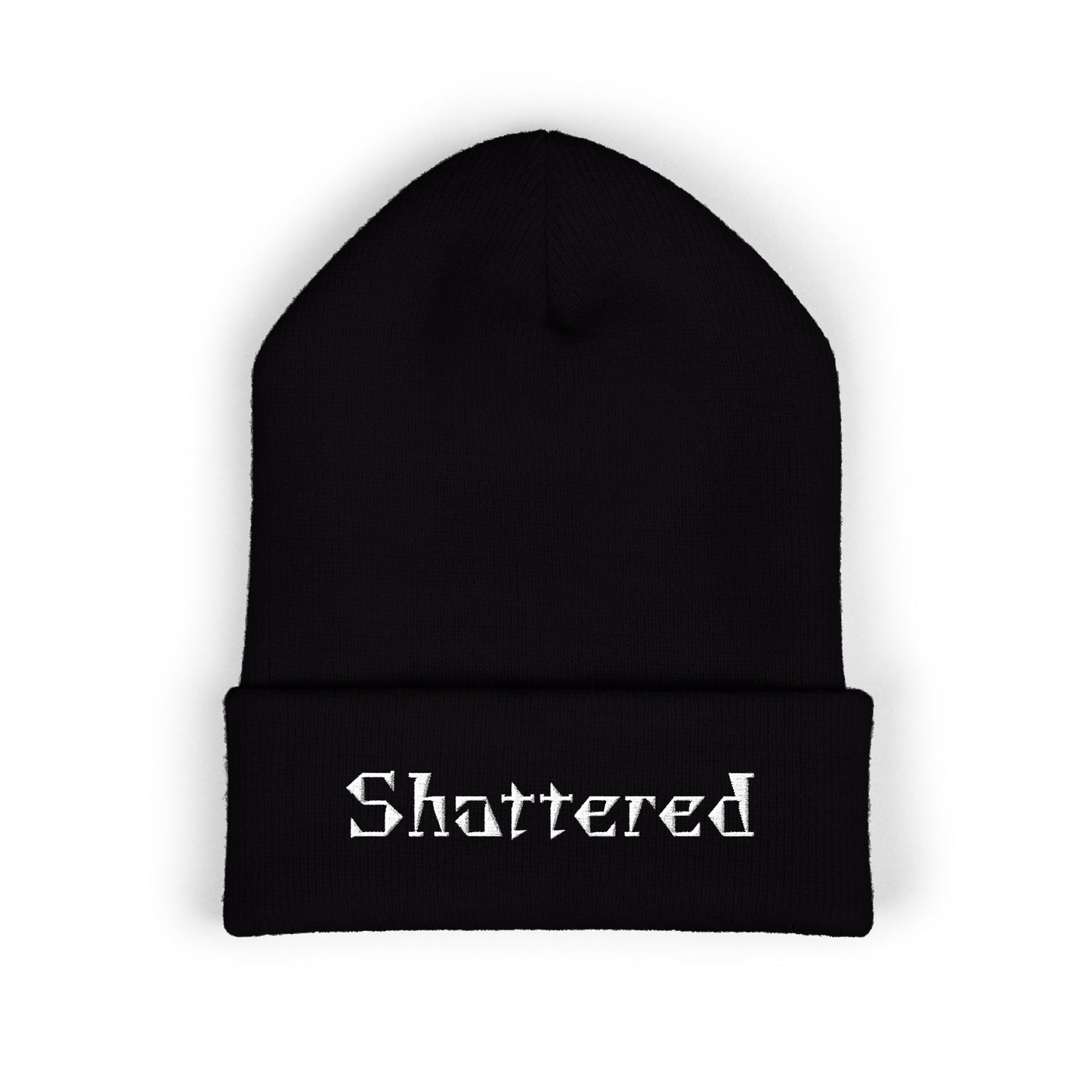 Embroidered "Shattered" Cuffed Beanie