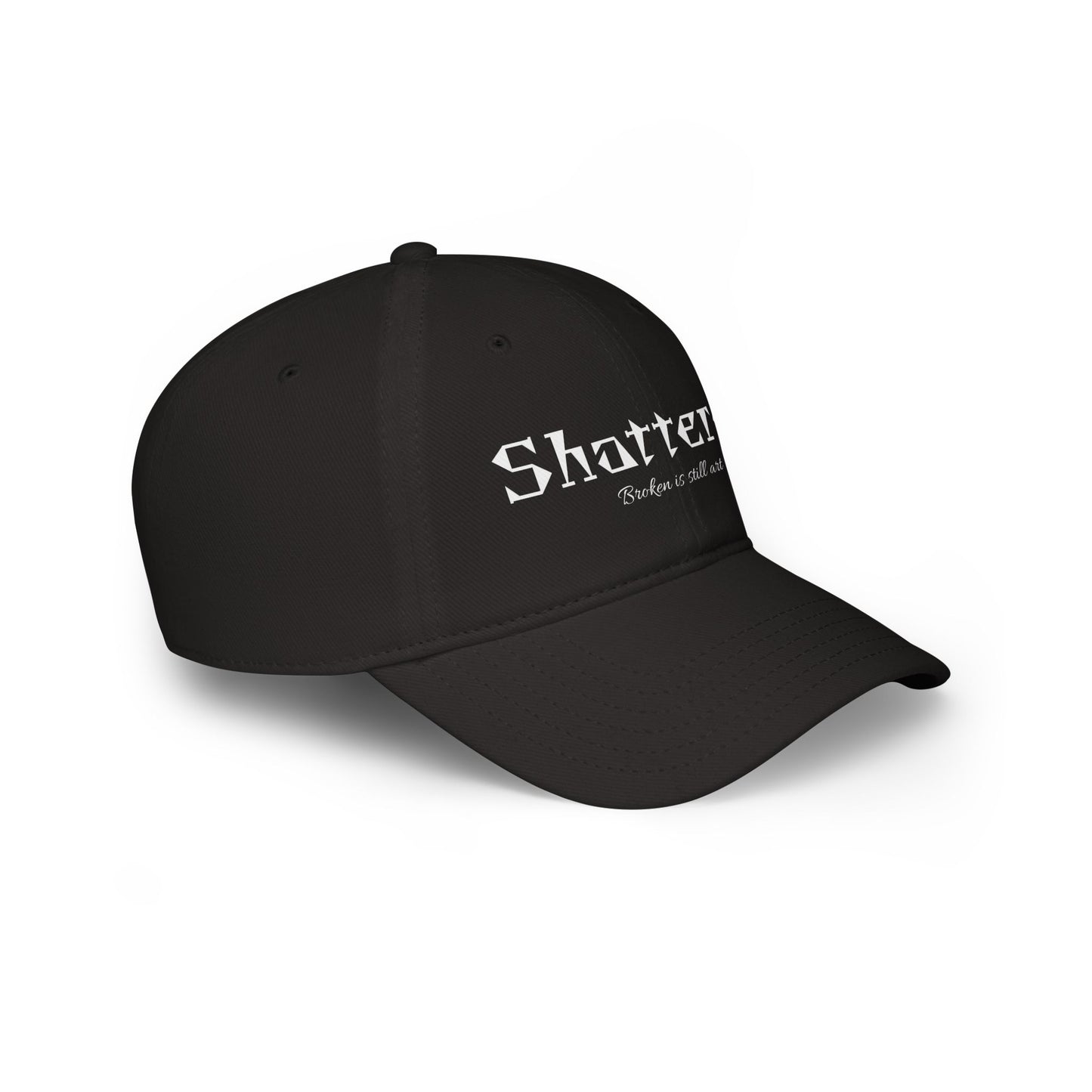 Shattered Low Profile Baseball Cap — "Broken Is Still Art" Gothic Logo